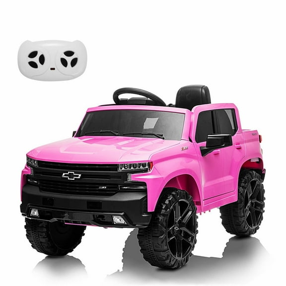 Jojoka 12V Licensed Chevrolet Silverado GMC Ride on Truck Car for Kids Battery Powered Electric Toys Vehicles with Remote Control, LED Light, Bluetooth, Spring Suspension, for 3-8 Years Old, Pink