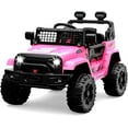 thumbnail image 1 of Jojoka 12V Ride-On Truck Car for Kids, Battery Powered Electric Toys with Parent Remote Control, 4x4, LED Lights, Bluetooth, 2 Speeds, for 3-6 Years Old, Pink, 1 of 9