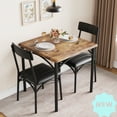 thumbnail image 1 of Jojoka 3 Piece Dining Set for 2, Table and 2 Upholstered Chairs, Wood Top Breakfast Dinette for Small Space, Kitchen, Apartment, Dining Room, Rustic Brown, 1 of 10