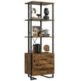 thumbnail image 1 of Jojoka 4 Tier Bookshelf with Storage Drawers, 70.9 Inch Tall Industrial Book Shelf with Open Display Shelves, 4 Shelf Bookcase with Metal Frame for Living Room, Bedroom, Office, Vintage, 1 of 10