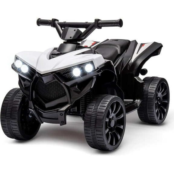 Jojoka 6V Kids ATV Ride on Car, Battery Powered Electric Ride on Toys for Toddlers with LED Lights, Music, Forward/Backward & Wear-Resistant Wheels, for 2-5 Years Old Boys & Girls, White