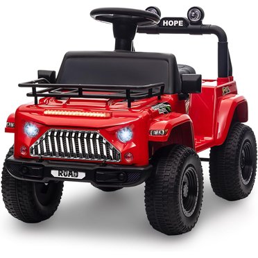Jojoka 6V Kids Ride On Car for Toddlers - Battery Powered Electric Ride on Toys for Kids with Music, LED Light, FM, Horn, Rear Storage, Riding 4 Wheels Toy for Boys & Girls Aged 3-6 Years, Red