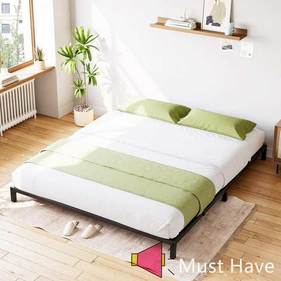 Jojoka 8 Inch Full Size Metal Platform Bed Frame with Heavy Duty Steel Slats, Noise-Free Design, Reinforced Center Support, Under-Bed Storage Space, and No Box Spring Needed