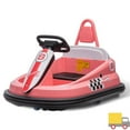 thumbnail image 1 of Jojoka Bumper Car for Toddlers, 6V Battery Powered Electric Ride On Fun Toys for Kids 1.5-6 Years Old, Steering Wheel, 360 Degree Spin, 2-Speeds, Lights, Music & Horn, Safety Belts, Pink, 1 of 7