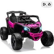 Jojoka Can-Am Licensed Ride on UTV Car for Kids, 12V Battery Powered Electric Fun Toys for 3-8 Years Old, 4 Wheeler Off-Road Quad with Remote Control, Large Seat, EVA Tires, Spring Suspension, Rose