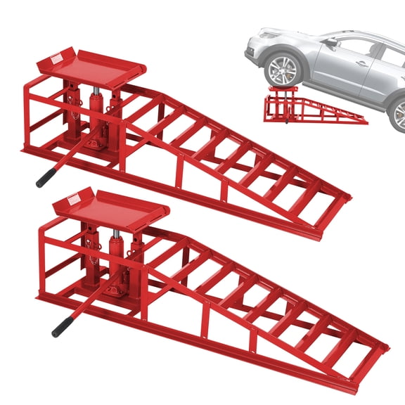 Jojoka Hydraulic Car Ramps, Heavy Duty Steel, 11000 LBS, Adjustable Low Profile Lift, 9.4-13.34 in Height, Garage Service Ramps for Oil Changes, Trucks & Cars, 2PCS