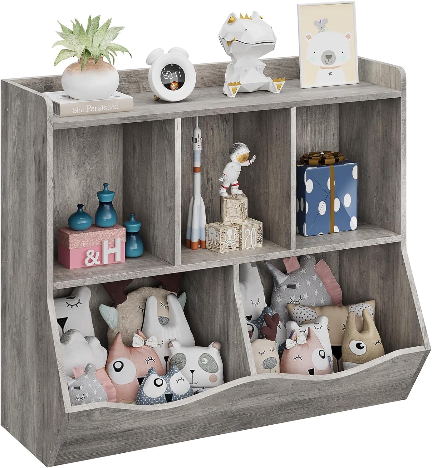 Bookcase Toy Box Jojoka Kids Bookshelf and Toy Storage Organizer, Children's Cubby ...
