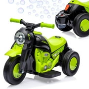 Jojoka Kids Motorcycle with Bubble Function, 6V Battery Powered Ride On Motorbike Fun Toys with LED Headlights, Music, Pedal, Forward/Reserve, 3 Wheels Electric Bubble Car for Boys & Girls, Green