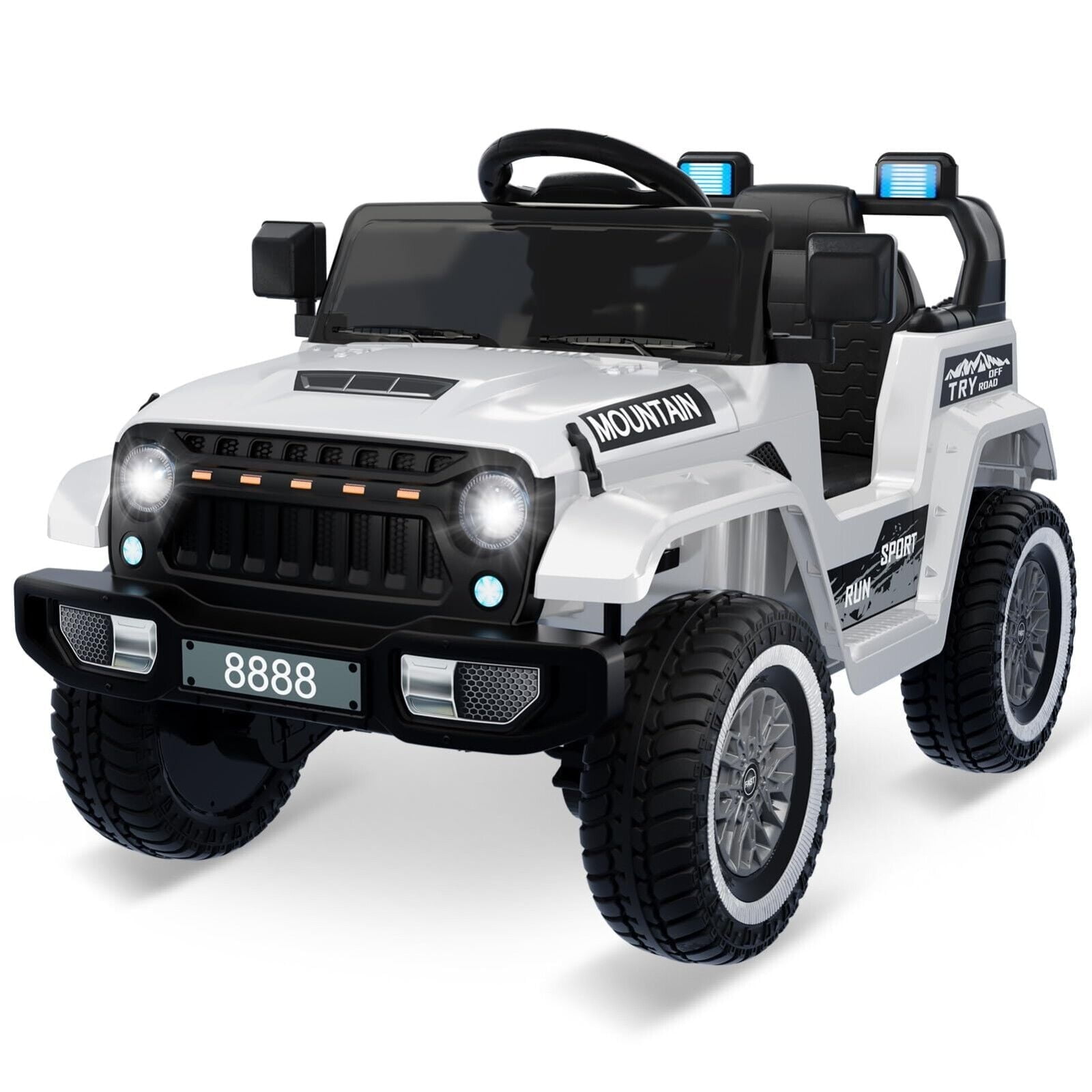 White 12V Kids Electric Ride-On Truck with Remote Control