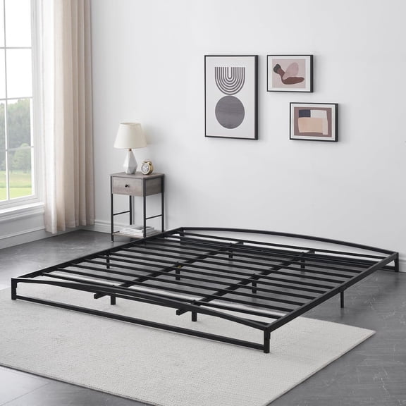 Sakiyr King Size Metal Platform Bed Frame, 6 inch Low Profile, Mattress Foundation No Box Spring, Sturdy and Noise Free