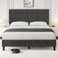 thumbnail image 1 of Jojoka Queen Size Bed Frame with Adjustable Linen Upholstered Headboard, Sturdy Metal Platform with Solid Wooden Slats Support, No Box Spring Needed, Noise-Free, Easy Assembly, Grey, 1 of 8