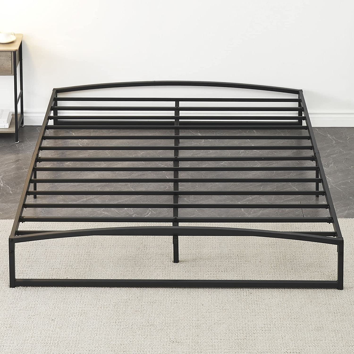 Jojoka Queen Size Metal Platform Bed Frame, 10 inch Low Profile, Mattress Foundation No Box Spring, Sturdy and Noise Free