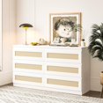 Jojoka Rattan Dresser for Bedroom, Modern 6 Drawer Double Dresser with