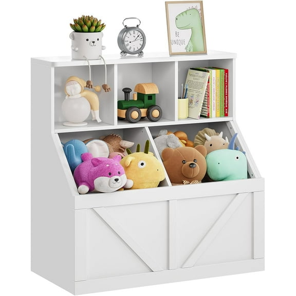 Jojoka Toy Storage Organizer, Kids Bookshelf, 3 Cubby Children's Bookcase, Toddler Toy Box for Playroom, Bedroom, Living Room, Nursery, White