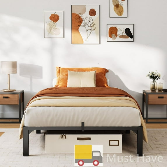 Jojoka Twin Size Metal Bed Frame 10 Inch High, Heavy Duty Platform with 800 lbs Support, No Box Spring, Easy Tool-Free Assembly, Noise-Free Design