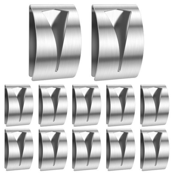 Jokapy 12Pcs Towel Hook Holder Grabber Self Adhesive Towel Grabber Hook Stainless Steel Dish Towel Grabber Wall Mount Dish Towel Hook Non Drilling Towel Holder Grabber