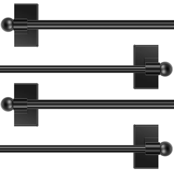 Jokapy 16"-33" Adjustable Stainless Steel Magnetic Curtain Rods, 1/2" Diameter, Black, Set of 2