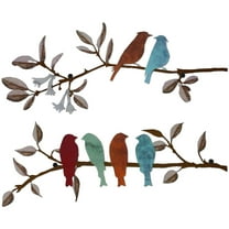 Jokapy 2 Pcs Metal Birds Wall Art Birds on Branch Hanging Metal Wall Decor Bird Silhouette Iron Scroll Sculptures
