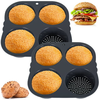 XMMSWDLA Hamburger Bun Pan, Nonstick Hamburger Bread Forms 4 Inch Cake Pan  Mini Round Disc Pan for Baking Burger Buns English Muffin Whoopie Pies