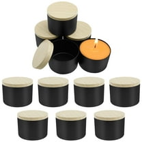 Jokapy 3" Black Tabletop Metal Candle Holder with Wood Lid, Set of 12