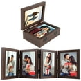 thumbnail image 1 of Jokapy 4 Folding 4x6 Hinged Picture Frame, Wood Tabletop Photo Frame, Brown, 1 of 9