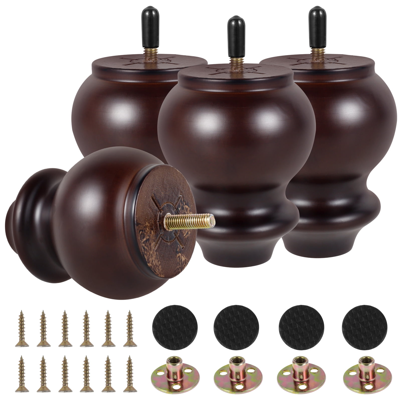 Jokapy 4 Pcs Wood Furniture Legs 4 inch Replacement Wooden Furniture