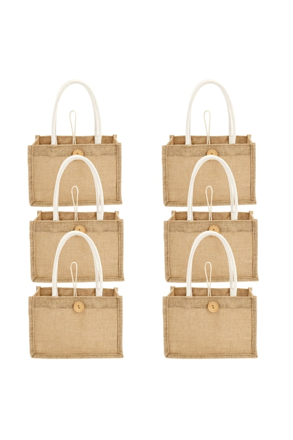 6 Pack Burlap Tote Bag Reusable Jute Burlap Grocery Bag Large Shopping Bag with Handle