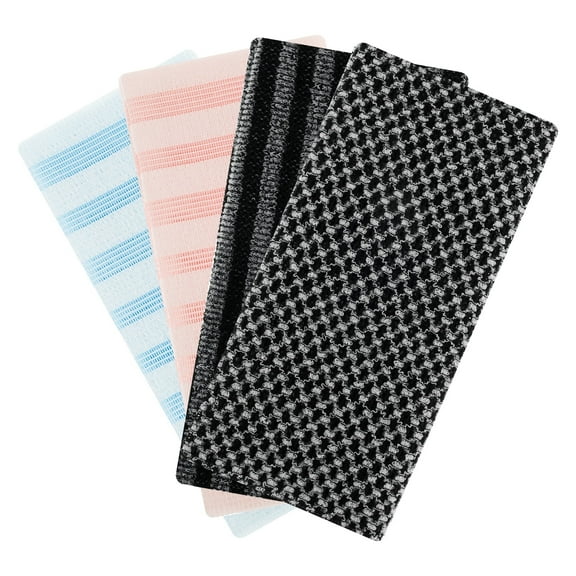 Dznils Blissal Exfoliating Bath Towels, Multicolor, 10" x 40", 4 Piece