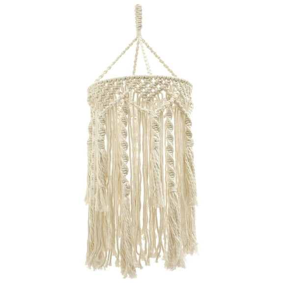 Jokapy Boho Macrame Cotton Hanging Lamp Shade, Beige, 12"L x 12"W x 30"H