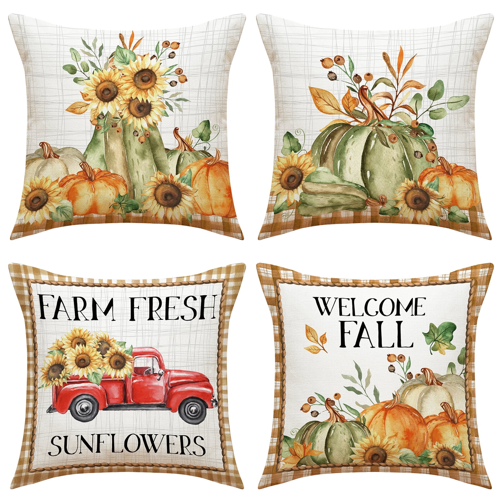 Jokapy Fall Decorative Throw Pillow Covers Farmhouse White Pillow Cases