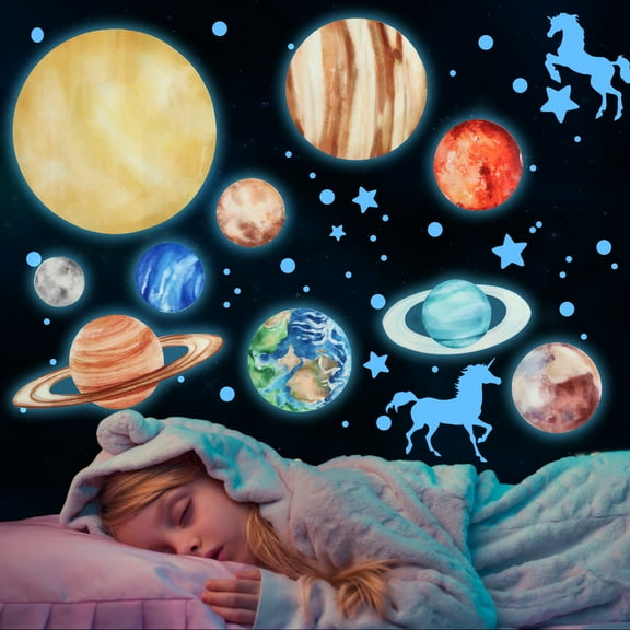 Jokapy Glow in The Dark Stars Solar System Wall Decals Luminous Glowing Planets Wall Stickers