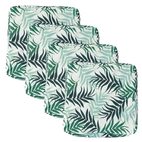 Jokapy Green Leaves Outdoor Seat Pad Cover, Patio Chair Cushion Replacement Cover, 24" x 24", 4 Pack
