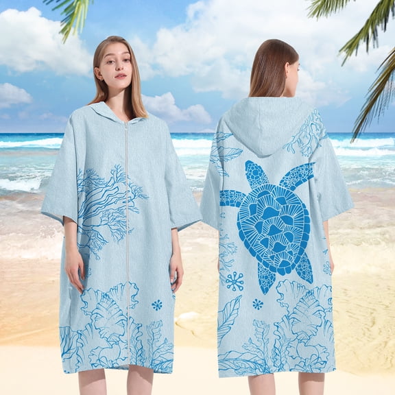 Jokapy Hooded Swim Poncho, Absorbent Changing Robe, Pool & Beach Cover Up with Adjustable Design