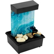 Jokapy Indoor Water Fountain, Tabletop Waterfall Fountain, with Light, Nature Sounds, Pebbles, 7''