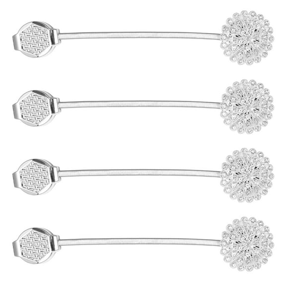 Jokapy Magnetic Curtain Tiebacks, Sparkling Crystal Flower Curtain Holdbacks, Silver, 4 Count