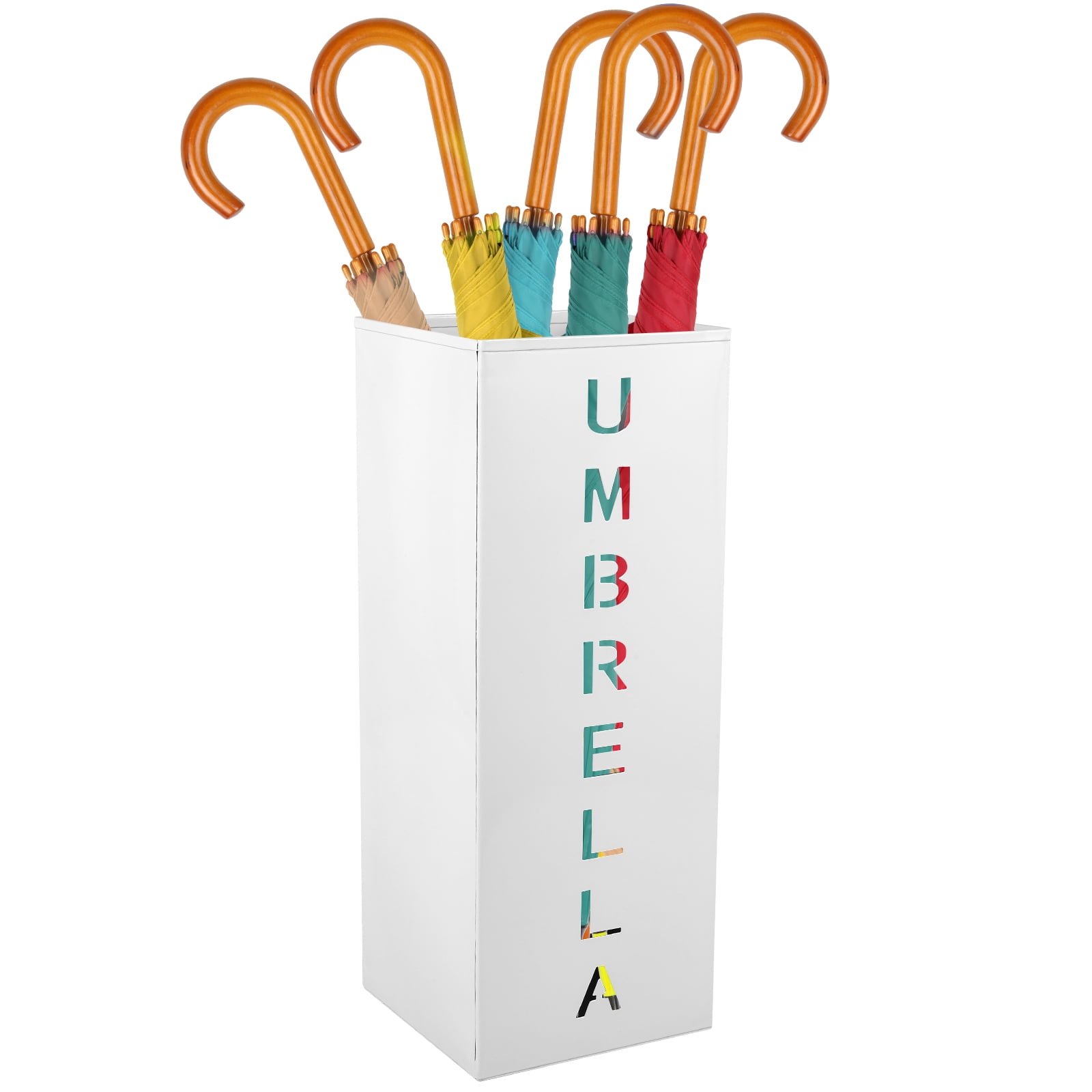 Jokapy Metal Umbrella Stand Rack Square Umbrella Holder, White