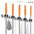 thumbnail image 1 of Jokapy Mop and Broom Holder Hanger Wall Mounted, 5 Position 4 Hooks Tool Organizer, Gray, 1 Pack, 1 of 10