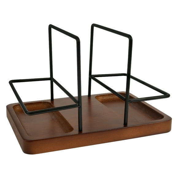 Jokapy Napkin Holder Wood Serviette Holder 360 Rotating Napkin Salt and Pepper Caddy Elegant Serviette Dispenser for Dining Table Countertop Office