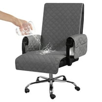 Jokapy Office Chair Cover with Armrest Cover, Waterproof Computer Chair Covers with Buckle, Gray