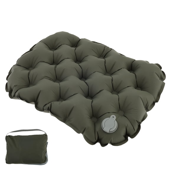 Jokapy Outdoor Inflatable Seat Cushion Portable Travel Seat Pad, 12" x 16", Olive Green