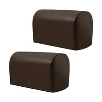 Jokapy PU Leather Armrest Covers Stretch Arm Covers Slipcovers for Recliner Sofa, Set of 2, Coffee