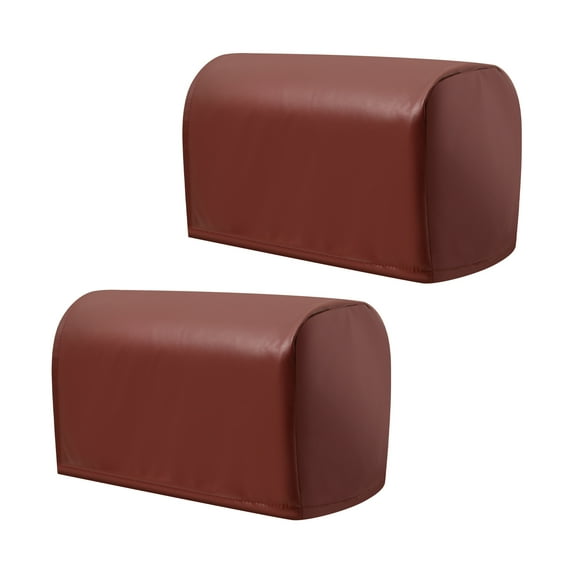 Jokapy PU Leather Armrest Covers Stretch Arm Covers Slipcovers for Recliner Sofa, Set of 2, Wine Red