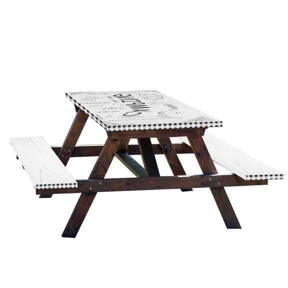 Jokapy Picnic Table Cover Reusable Camping Tablecloth with Bench Covers Waterproof Easy-to-Fitted Tablecloth Cover Set Windproof Fabric Camping Table Covers