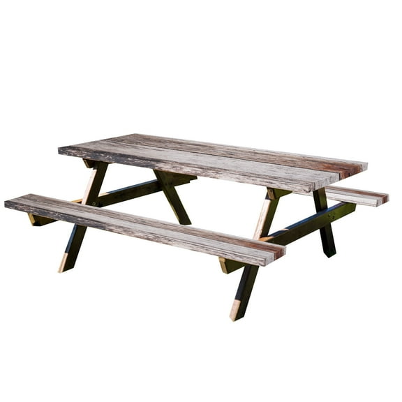 Dznils Picnic Table Cover with Bench Covers, Wood Grain Rectangle Outdoor Fabric Tablecloth, 30 x 72