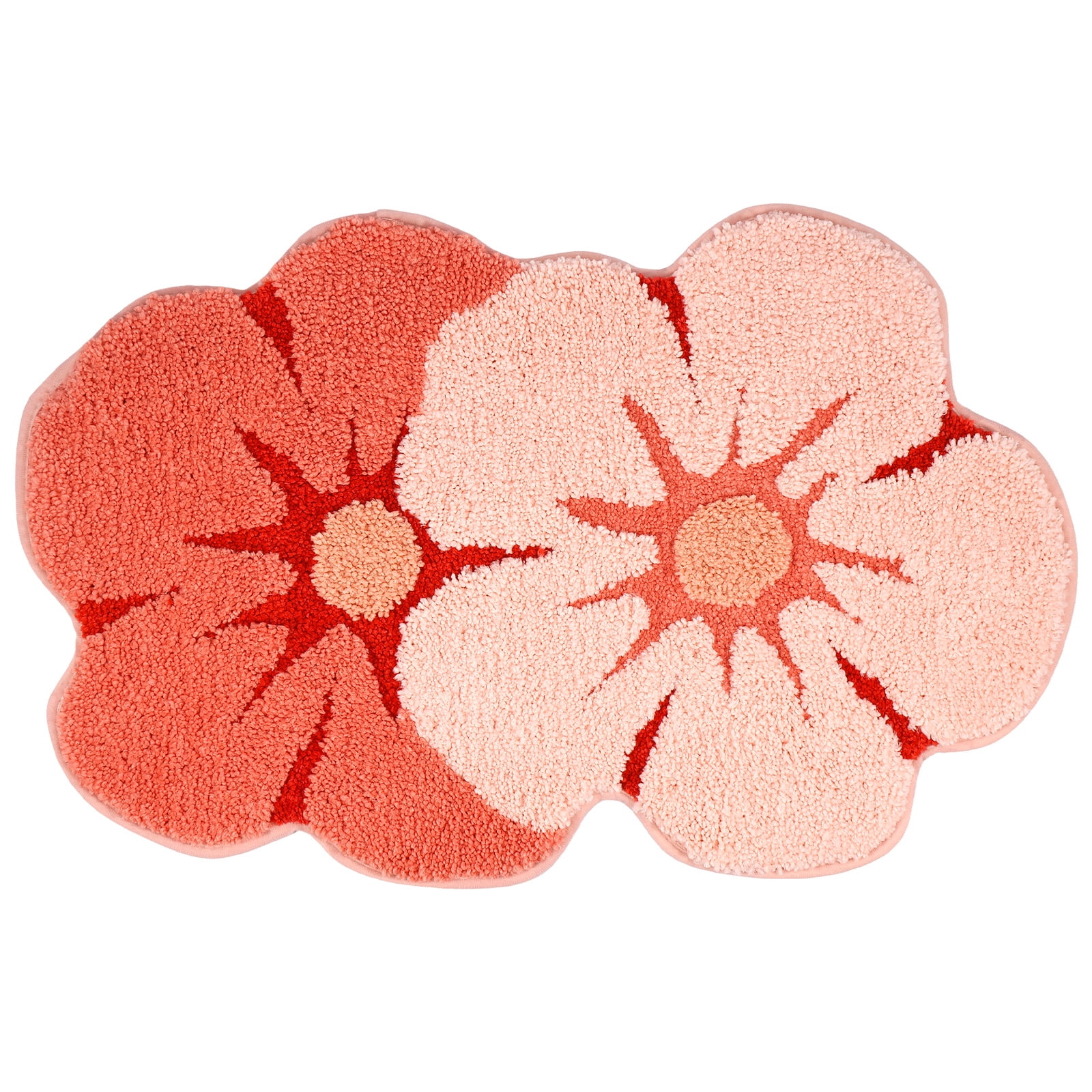 Jokapy Pink Floral Bath Rug Soft Absorbent Polyester Bathroom Mat, 18 ...