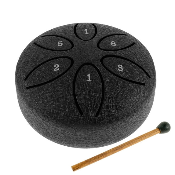 Jokapy Rain Chime Drum, Steel Tongue Drum 6 Notes 3 Inches Steel Drum, Black