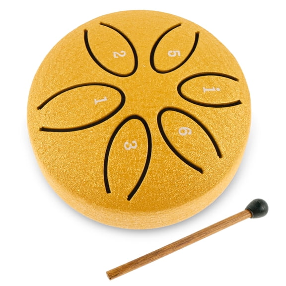 Jokapy Rain Chime Drum, Steel Tongue Drum 6 Notes 3 Inches Steel Drum, Gold