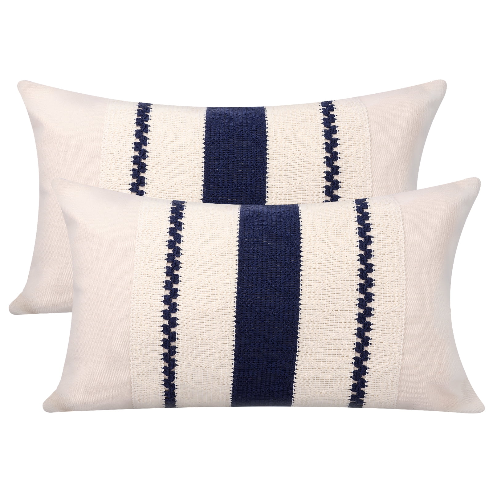 クッションカバー Cushion Cover navy line Amazon.com: Home Brilliant Indigo Linen Decorative Pillow