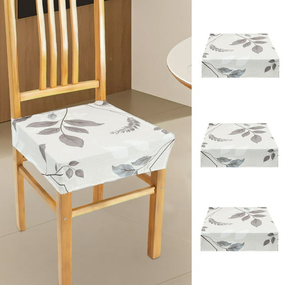 Jokapy Stretch Floral Printed Dining Chair Seat Covers, Washable Chair Slipcovers, White, Set of 4