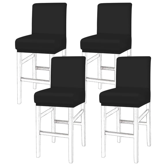 Jokapy Stretch PU Bar Stool Covers, Pub Chair Covers, Kitchen Counter Stool Covers, Black, Set of 4
